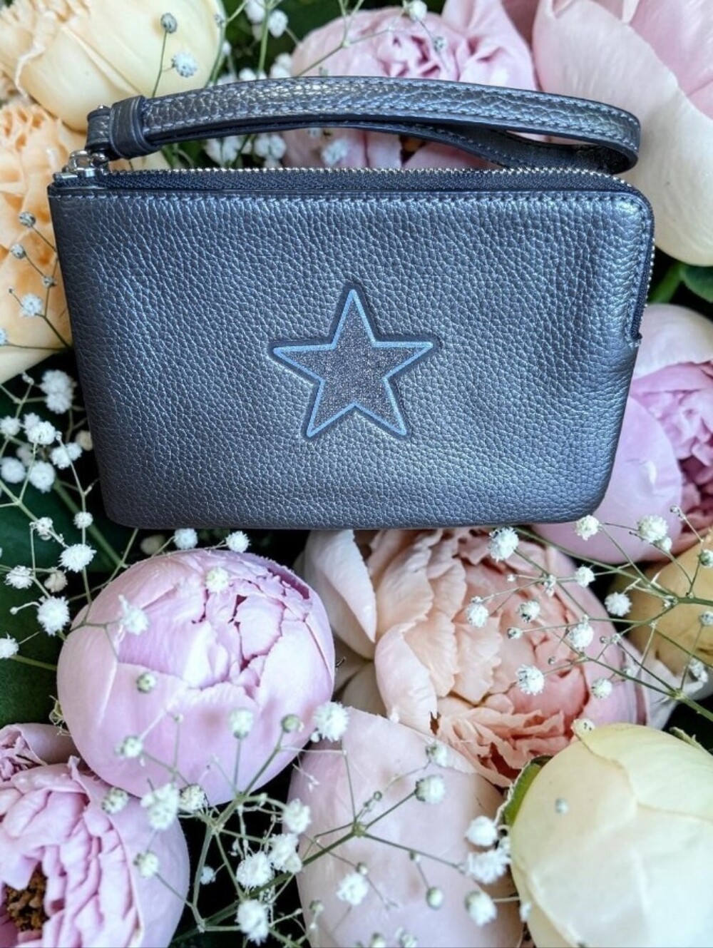 Coach Black Pebbled Leather Wristlet with Detachable Strap